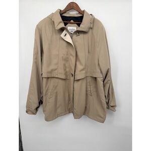 Carolina Colours Plus Windbreaker Women 22/24W Tan Good Vintage Hooded Toggle